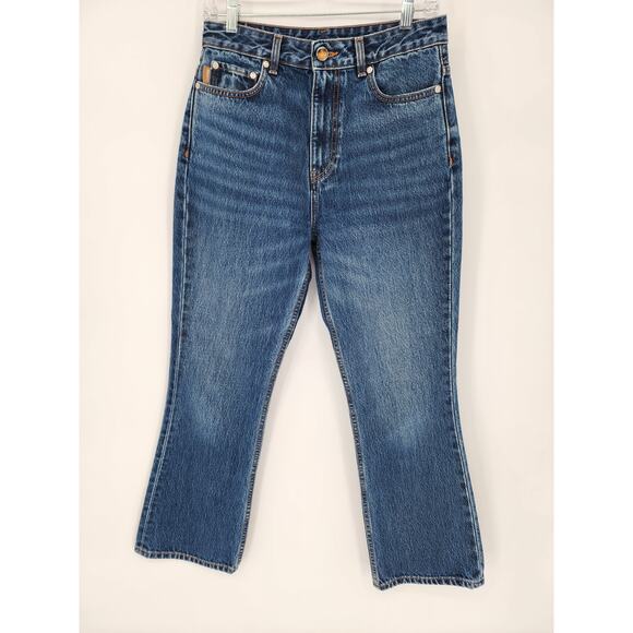 Ganni Dark Indigo Heavy Denim Straight Leg Jeans Women's Size 28 - Picture 10 of 11